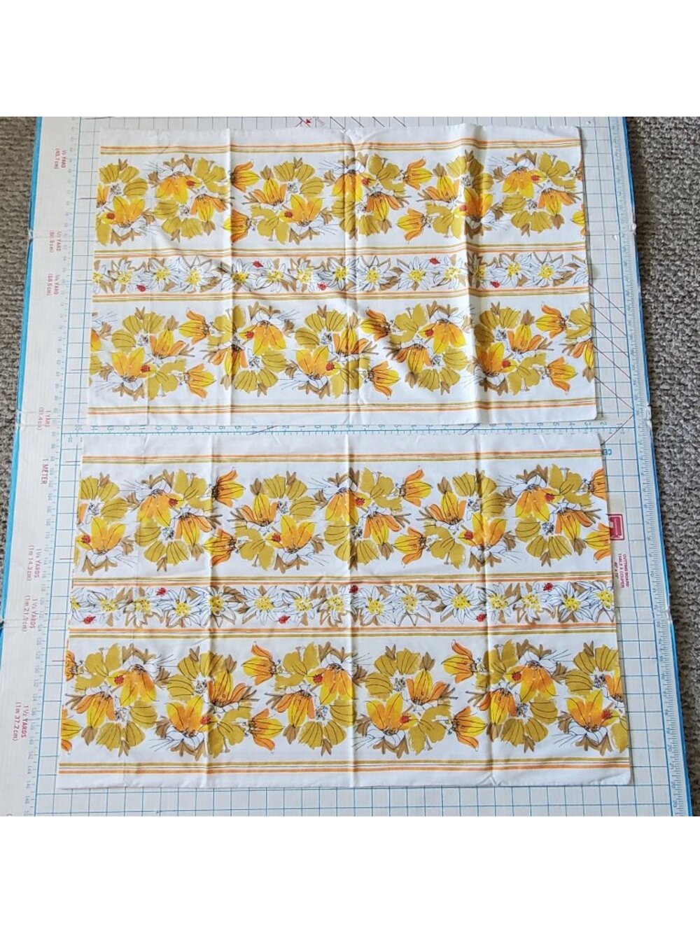 2 Vera Neumann Collection Burlington Orange Pillowcases 1970s 32x21 Vintage Mod